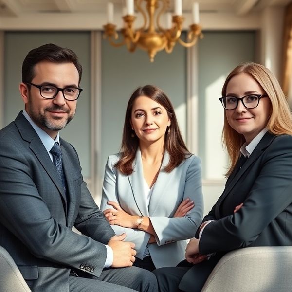 Skupina tří finančních profesionálů v moderní kanceláři